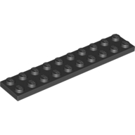 Lego destička 2x10, černá (383226)